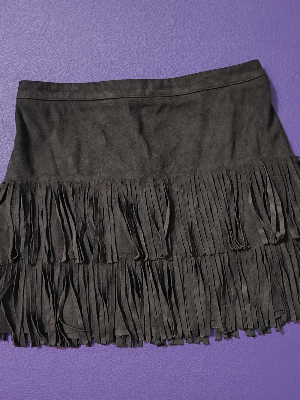 Hollister Black Fringe Mini Skirt